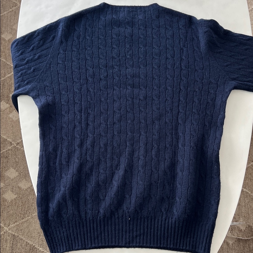 Paul Stuart Men's 100% Cashmere Cable Knit Navy Blue Crewneck Sweater XL $895 - Picture 6 of 8